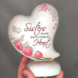 Sisters Know Each Other By Heart Resin Tabletop Decor Butterflies Spring Tulips